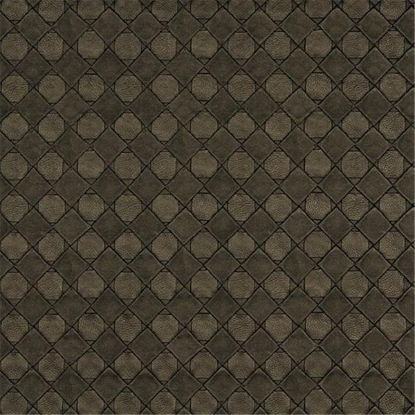 Designer Fabrics <p>Brown, metallic diamonds and squares upholstery faux leather by the yard is a faux leather fa G796 - main